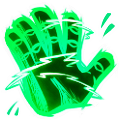 Green Grabpack Hand sticker. The second sticker you'll recieve during the quest. Use this on the "STAY AWAY" stream.