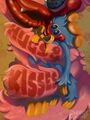 Unused Halloween promotional material, Kissy Missy seen with vampire fangs.