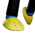 A shoe cosmetic depicting a cartoonish version of Huggy Wuggy.