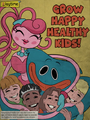 Ditto, but with Huggy Wuggy and orphans are on it claiming to "Grow happy, healthy kids!"
