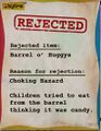 Barrel o' Huggys' rejection paper