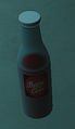 A close up of a Poppy Cola bottle on the shelf in the storage room.
