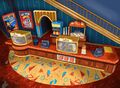 Ditto, but completely finished with the inclusion of vintage carpet, golden stairs, and additional wall props.