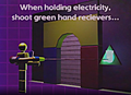 When holding electricity, shoot green hand receivers"