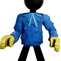 A shirt cosmetic depicting a cartoonish version of Huggy Wuggy.